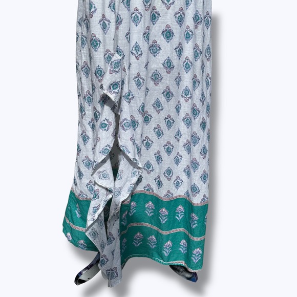 Billabong High Low Ruffle Cotton Maxi Dress Size Large Summer Vacation Boho - Picture 5 of 9